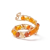 Dyed Natural Agate Round Beaded Open Cuff Ring RJEW-JR00561-7