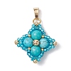 Synthetic Turquoise & Glass Seed Beaded Woven Pendants PALLOY-MZ00365-04-1