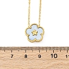 304 Stainless Steel Pave Natural Cornflower Blue Shell Flower Pendant Necklaces for Women NJEW-U032-16G-02-5