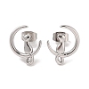 Non-Tarnish 3 Pairs 304 Stainless Steel Moon Cat Stud Earrings for Women EJEW-K279-05P-2