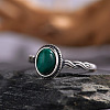 925 Sterling Silver with Natural Malachite Finger Rings WGB2E64-25-1