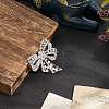 1Pc Bowknot Alloy Rhinestone Lapel Pins for Clothes JEWB-CP0001-43-8