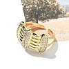 Brass Micro Pave Clear Cubic Zirconia Cuff Finger Rings for Women RJEW-B112-05G-3