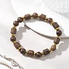Natural Wenge Wood & Non-magnetic Synthetic Hematite Beads Stretch Bracelets for Women Men BJEW-JB13386-1