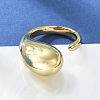 Rack Plating Brass Teardrop Open Cuff Ring for Women X-RJEW-A016-03G-1