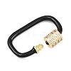 Oval Brass Micro Pave Clear Cubic Zirconia Screw Carabiner Clasps KK-B167-01B-04G-2