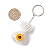 Braided Nylon Thread 
Resin Wood Sunflower Hat Keychains KEYC-JKC01168-3