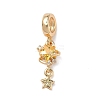 Brass Pave Gold Cubic Zirconia European Dangle Charms KK-K407-37G-01-1