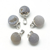 Natural Druzy Grey Agate Pendants X-G-Q494-06P-1