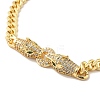 Green Cubic Zirconia Double Leopard Link Bracelet with Curb Chains for Men Women KK-H434-13G-2