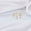 1Pc Brass Micro Pave Clear Cubic Zirconia Open Cuff Rings for Women RJEW-LP0002-37H-3
