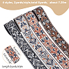 WADORN 8 Yards 4 Styles Ethnic Style Double-Sided Flower Polyester Ribbon DIY-WR0003-58-2