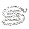 304 Stainless Steel Oval Heart Link Chain Necklaces for Women NJEW-B123-01P-4