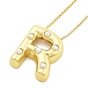 Brass & Plastic Pearl Letter Pandent Box Chain Necklaces for Women NJEW-U017-01G-18-2