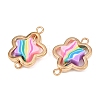 CCB Plastic Frame with Polymer Clay Rainbow Beads Links Connector Charms KK-D103-08A-G-2