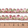 Handmade Lampwork Inner Flower Rondelle Beads Strands LAMP-T022-24J-4