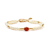 Healing Reiki Round Natural Carnelian Beaded Bracelets for Girl Women X1-BJEW-TA00013-1