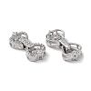 Rhodium Plated 925 Sterling Silver Micro Pave Clear Cubic Zirconia Fold Over Clasps STER-D005-09P-2