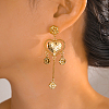 Gold Plated Heart Flower Tassel Earrings for Women Fashion Accessories QO2908-1