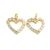 Heart Rack Plating Brass Micro Pave Cubic Zirconia Charms KK-U021-13A-G-1