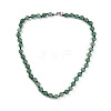 8mm Faceted Round Natural Green Aventurine Beaded Necklaces NJEW-F327-01A-02-2