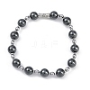 Synthetic Non-magnetic Hematite Beaded Stretch Bracelets for Women Men BJEW-F480-02C-1