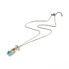 Glass Bottle with Synthetic Turquoise Chips Pendant Necklace NJEW-JN03841-01-2