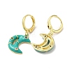 Crescent Moon Golden Brass Dangle Leverback Earrings EJEW-L268-031G-04-2
