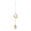 Natural Citrine Chips & Agate Slice Suncatcher AJEW-C048-01B-1