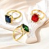 Brass Micro Pave Cubic Zirconia Finger Rings for Women RJEW-F181-11G-4