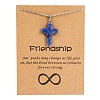 Natural Blue Spot Jasper Cross Pendant Necklace with Stainless Steel Cable Chains PW23032793187-1