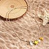 Summer Beach Porcelain Fish & Natural Cowrie Shell Pendant Cotton Cord Adjustable Necklaces FS-WG63638-03-1