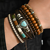 6Pcs 6 Styles Wood & Synthetic Turquoise & Alloy Beaded Stretch Bracelets & Braided Bracelets for Women BJEW-CL0001-60-1