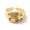 Colorful Cubic Zirconia Geometry Open Cuff Ring RJEW-C041-12G-2