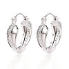 Brass Micro Pave Cubic Zirconia Heart Hoop Earrings EJEW-T048-36P-1