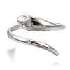 Non-Tarnish 304 Stainless Steel Snake Cuff Ring RJEW-N038-113P-3