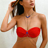 Alloy & Iron Tassel Sexy Body Chains with Blue Acrylic Teardrop Beads for Women WG92352-01-2