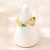 Brass Pave Cubic Zirconia Cuff Open Rings CU-CBACDF6-09G-01-1