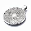 Tibetan Style Flat Round Alloy Pendant Cabochon Settings TIBEP-Q049-08AS-RS-3