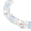 Crackle Glass & Shell Pearl Beaded Stretch Bracelets for Women BJEW-JB12384-02-4