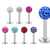 316 Surgical Stainless Steel Rhinestone Round Ball Threadless Labrets WG0410F-06-5