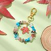 Natural & Synthetic Gemstone Chips Beads & Maple Leaf Alloy Enamel Pendant Decoration KEYC-JKC01018-4