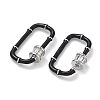 Oval Brass Micro Pave Clear Cubic Zirconia Locking Carabiner KK-H256-01P-2