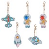 DIY 5D Astronaut & Planet & Rocket Diamond Painting Keychain Kit DIY-WH0195-70A-1