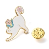 Cartoon Yoga Cat & Flower Enamel Pins JEWB-E030-01G-03-3