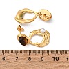 304 Stainless Steel Tiger Eye Stone Oval Dangle Stud Earrings EJEW-R027-02G-5