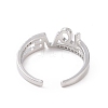 Clear Cubic Zirconia Word Love Open Cuff Ring RJEW-E072-18P-3