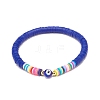 3Pcs 3 Colors Polymer Clay Heishi Surfer Stretch Anklets Set with Lampwork Evil Eye AJEW-AN00502-3