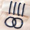 Natural Lapis Lazuli Beaded Stretch Bracelet X-BJEW-F203-06-3