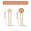Biyun 6Pcs 6 Style Zinc Alloy Hair Forks PALLOY-BY0001-02-3